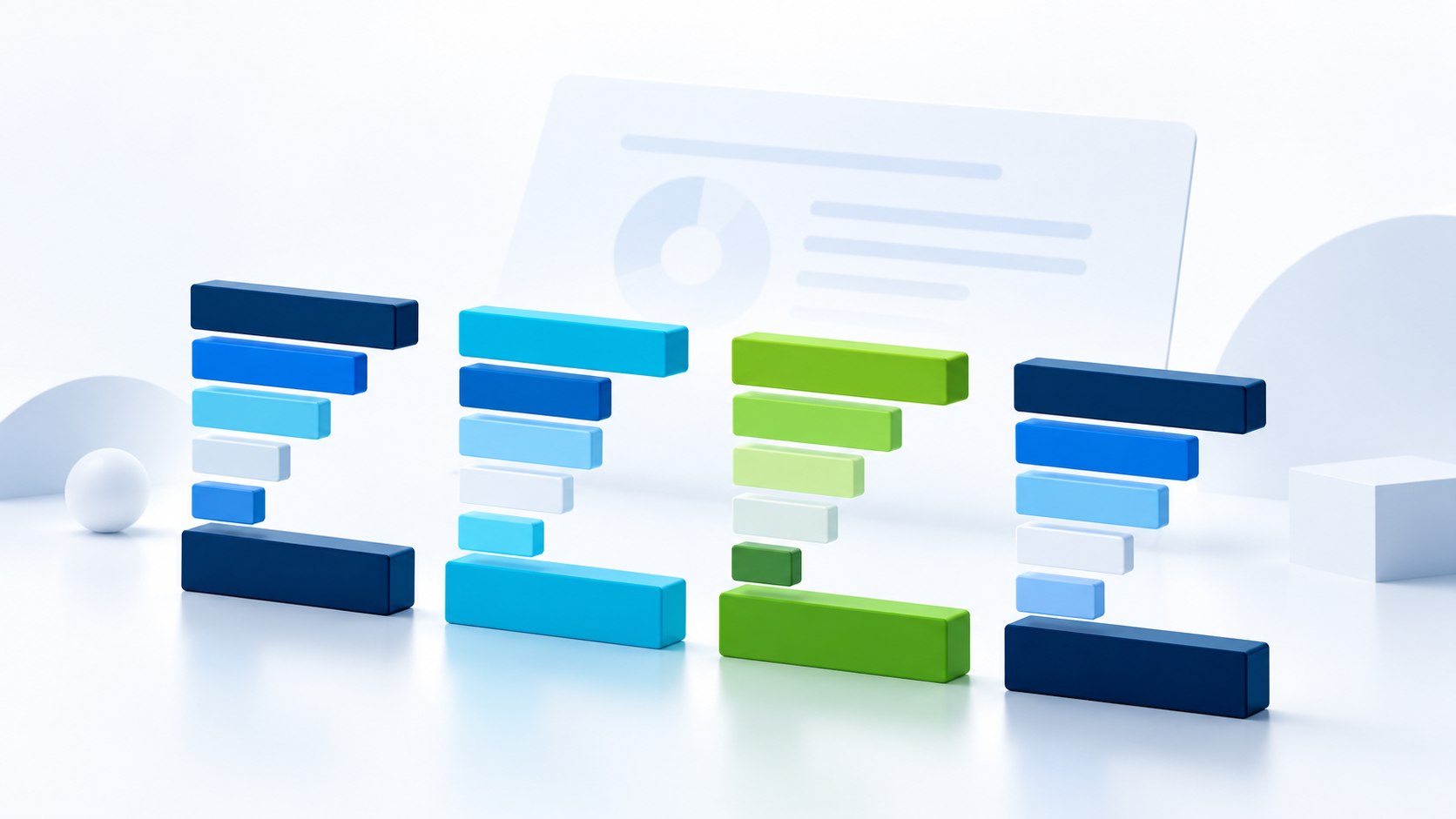 Abstract grouped bars representing an asset allocation breakdown