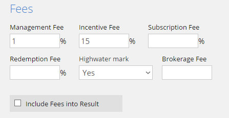 Calculate net returns / Include fees into results — Tick the Include fees into results checkbox.