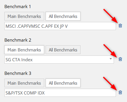 Delete benchmarks — Remove benchmarks available in TopSheets