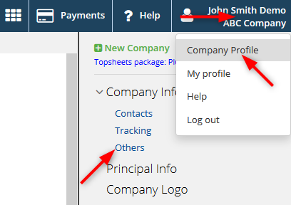 Company AUM — Go to Company Profile / Others and fill in the Total AUM field.