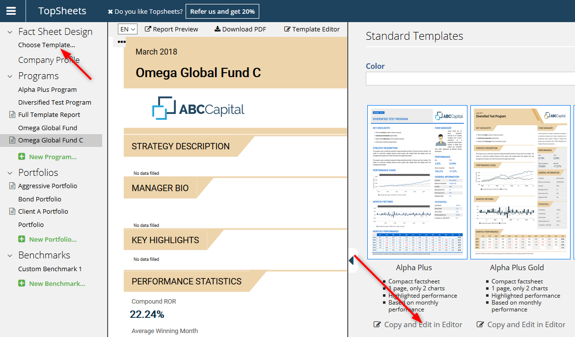 Save changes made to custom template — There is always at least one template (My template) available in this section.