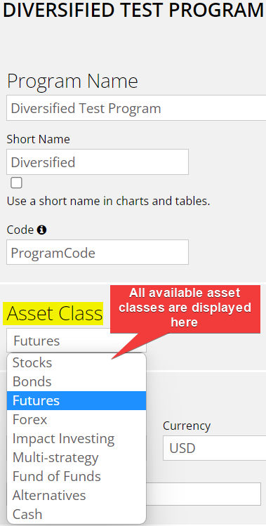 I cannot find where to fill some fields displayed in my template — Then choose a suitable class of assets from the drop-down list which is shown in the picture below.
