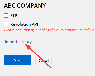 Set Auto-import — Import History
