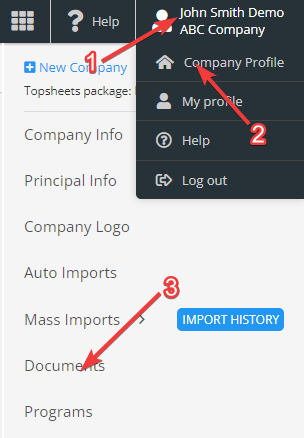 Upload fund documents — Click on your profile 2.