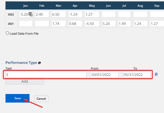 Highlight estimates in performance table — Please see screenshots below for more information.