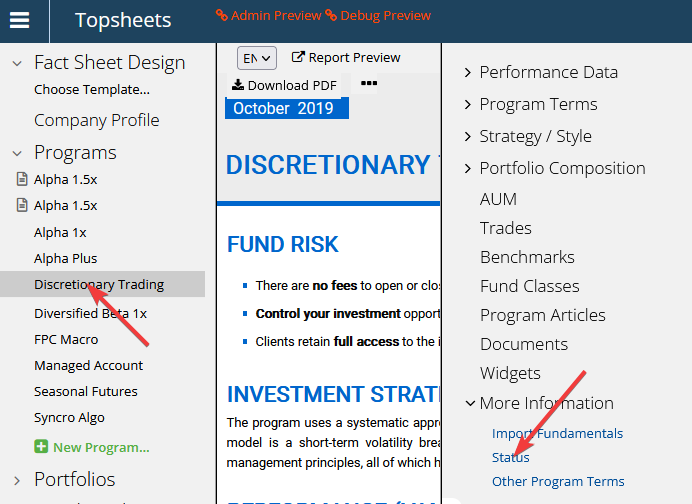 Tailor portal – add programs to portfolio — List programs in the database