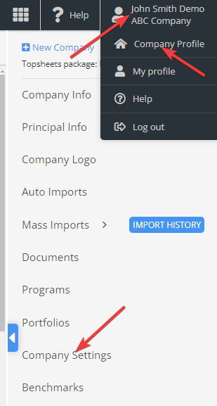 Benchmarks statistics calculation — To change this settings, go to Company Profile / Company Settings and untick the Calculate benchmark…