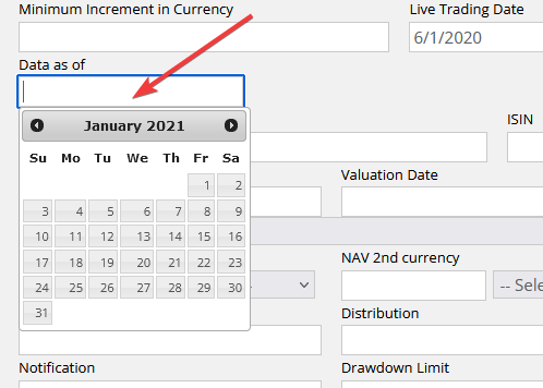Inception Date — The date corresponds to the first month of program´s performance data by default.