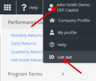 Switch between company profiles / sub-companies — Switch back to the main company