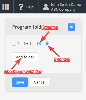 Organize factsheets into folders — Manage folders