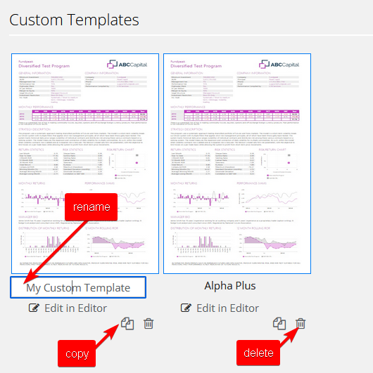 Manage Templates from Template Editor — Delete custom templates