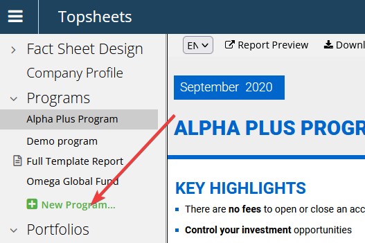 Add new programs — Create a single program