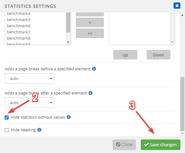 Hide statistics without values — Click Save changes