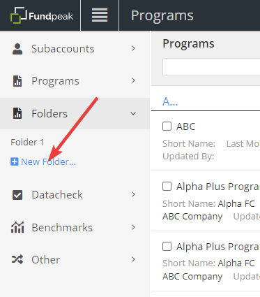 Organize factsheets into folders — Create folders