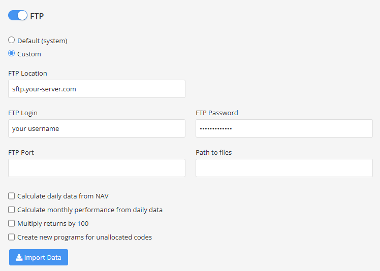 Set Auto-import — * The date of the latest import is shown below the setting of an a uto-import.