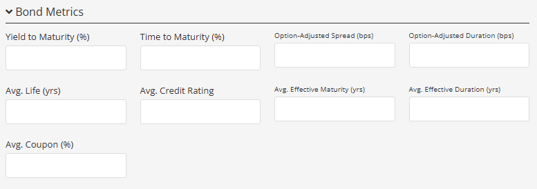 Bond Metrics fields in Portfolio Composition