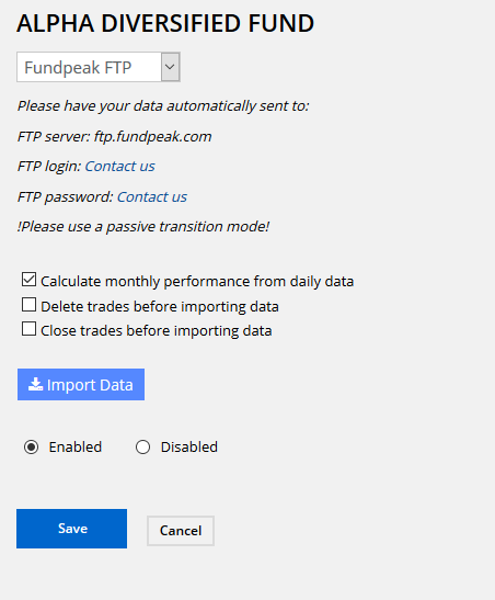 Fund Factsheet FTP Import Settings - Image