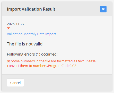 Image - validate factsheet data result